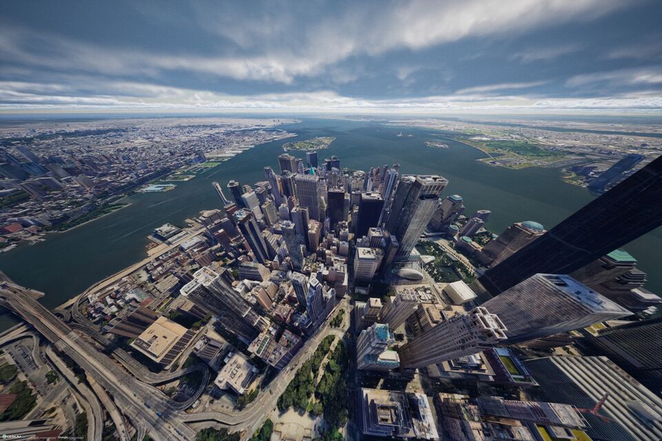 Vue aérienne cinématographique du port de New York